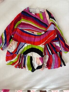 Emilio Pucci Multicolor Striped Kids Tunic — Red, Pink, Purple, Green, Black